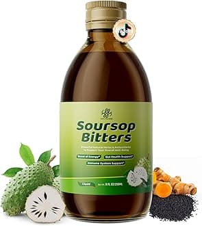 Soursop Bitters Liquid with Black Seed- Pure 15 Herb Mixed Berry with Soursop Leaves,Turmeric & Moringa for Gut Cleanse,Antioxidant,Skin Health,Cell Regeneration,Immune