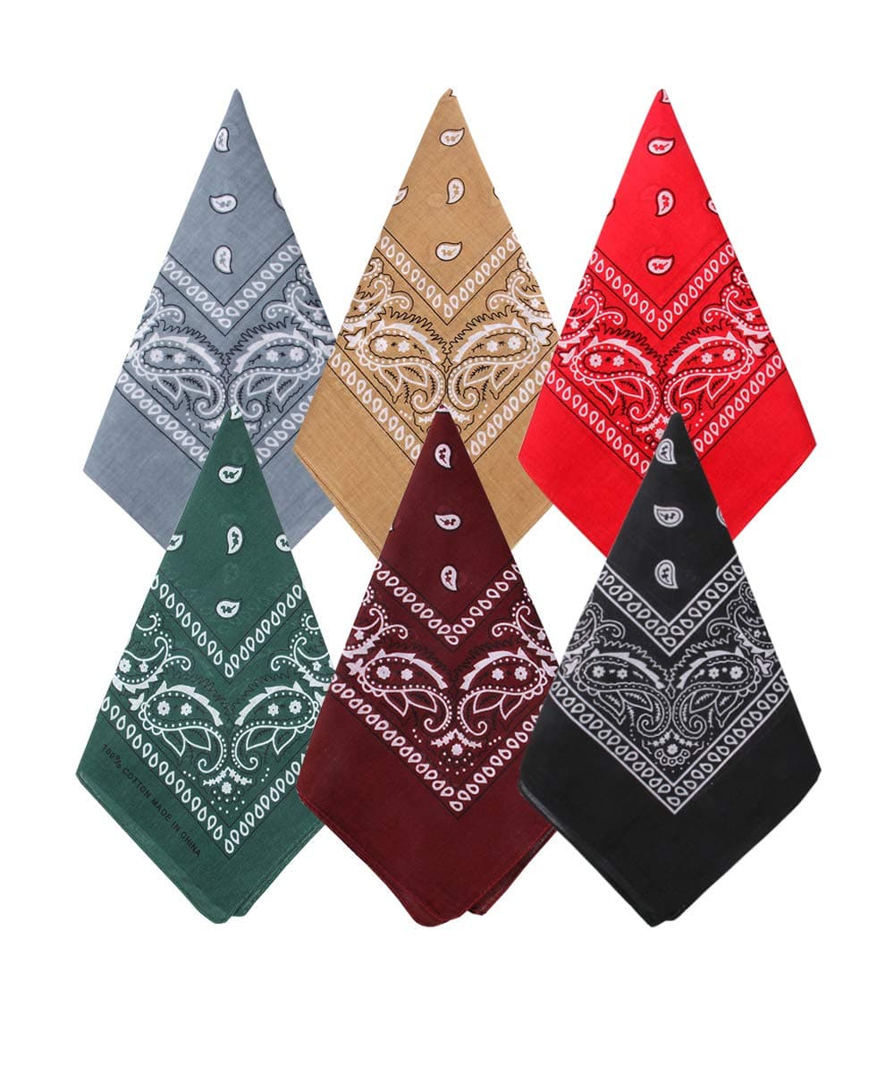 3 Pack 100% Cotton Paisley Pattern Bandanas Face Mask Square Scarf Headwear