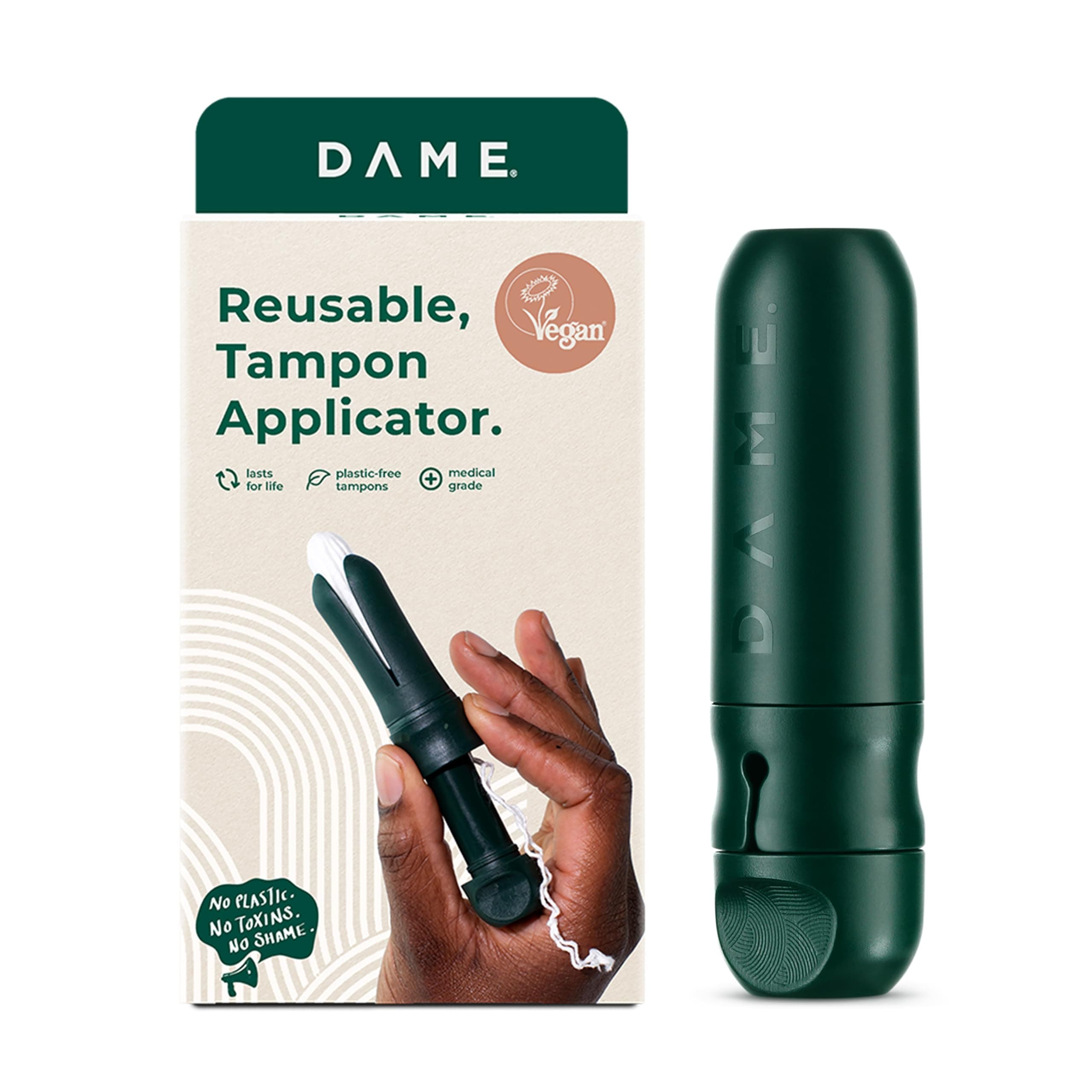 DAME Reusable Tampon Applicator | No Boiling Required, Self-Sanitising Technology | Includes 3 Toxin-Free Organic Cotton Tampons | B Corp, Eco-Friendly, Sustainable Period Care | Reduce Plastic