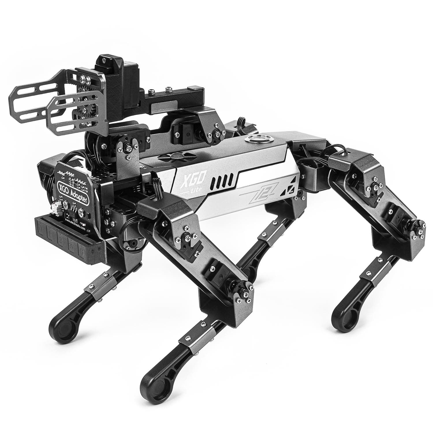 ELECFREAKS microbit Robotic Dog Xgo V2 Kit, 15 Movable Joint DIY Programmable Full Metal Bionic Robot Kit, STEM Educational Project for Open Source Hardware(Without Micro:bit)