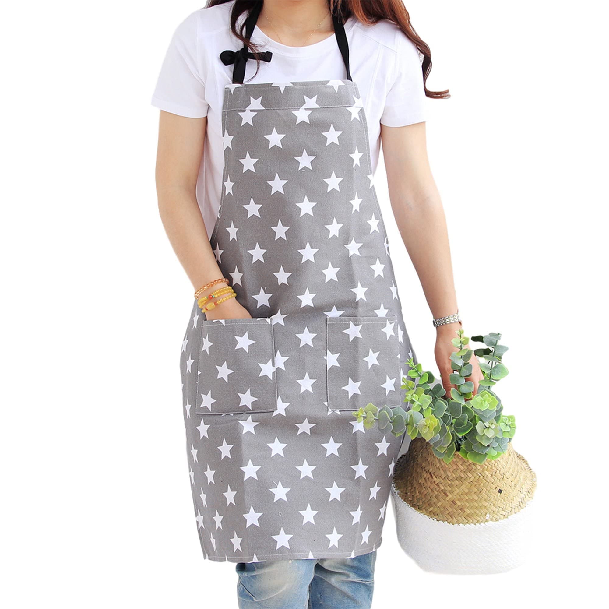 100% Cotton Adjustable Bib Cooking Kitchen Aprons With Large Pockets, BBQ Drawing Dishwashing Baking Grill Restaurant For Men & Women UNISEX Durable Washable 70x80 Cms