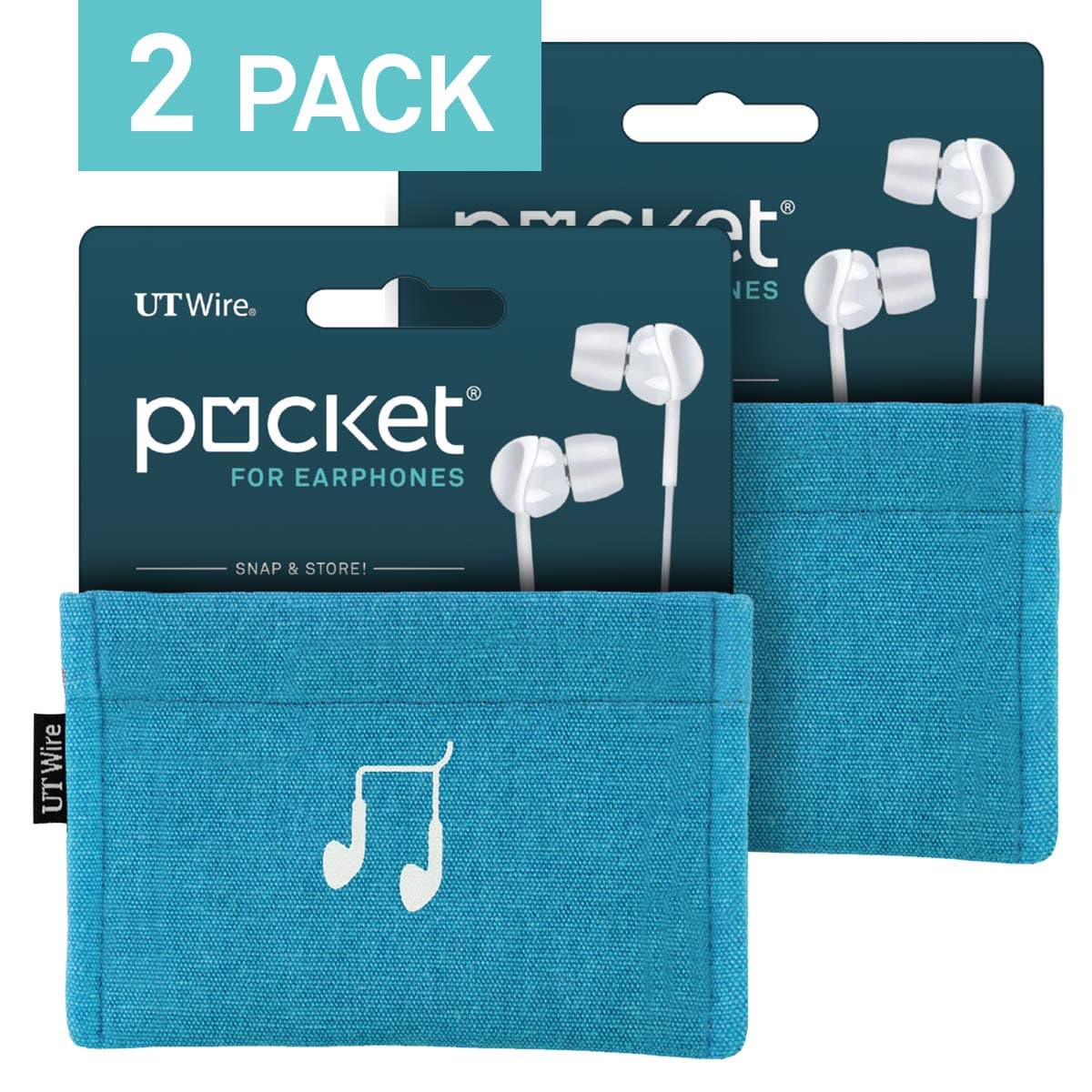 Pocket Earbud Earphone Case Pouch Bag Organizer (Blue) - 2 Pack