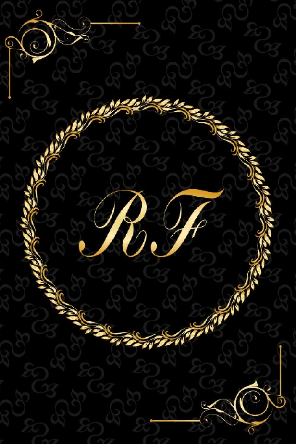 RF: Golden Monogrammed Letters, Executive Personalized Journal With Two Letters Initials, Designer Professional Cover, Perfect Unique Gift