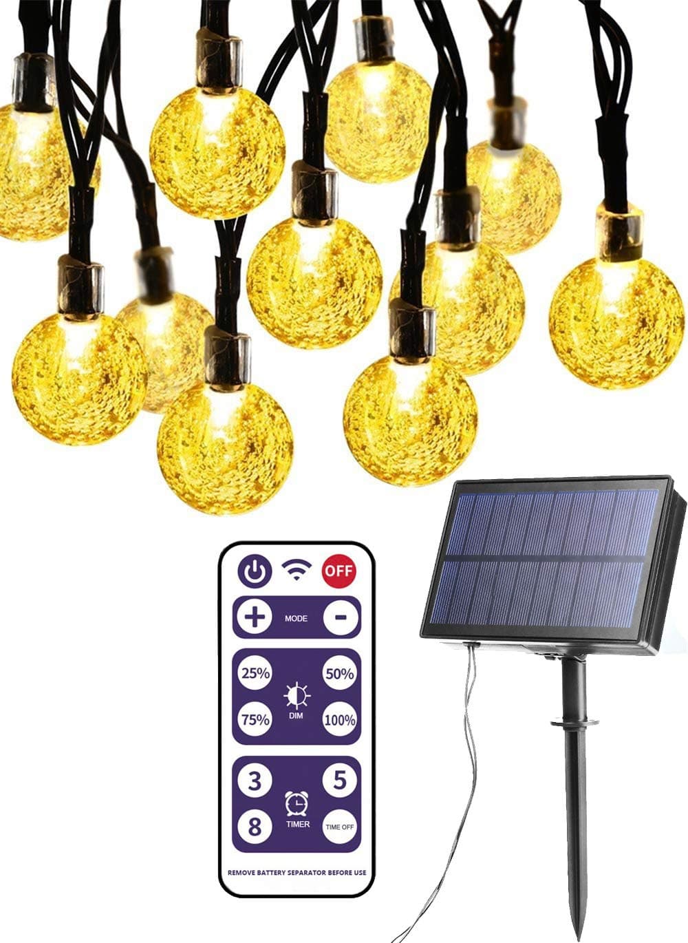 Garden Solar String Lights,TrandPower 50 LED 7 Meter 23ft 8 Modes Waterproof Decorative Fairy String Lights for Patio,Outdoor, Lawn, Garden, Party, Wedding, Christmas Lights (Warm White)