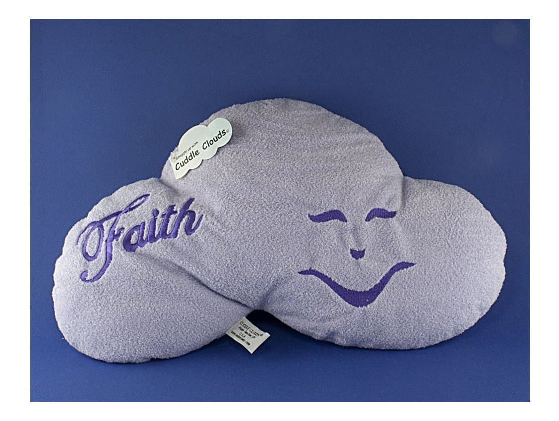 Soft Pillow/Plush by Cuddle Cloud for Cuddling & Relaxing, Cute, Comfort, Inspirational, Extra Soft, Throw able, Also for Travel, Easy to Clean, Machine Washable, Lavender, "FAITH"Embroidered face & Name, Sold by SimplyComforts. Enjoy, Get Yours Now!