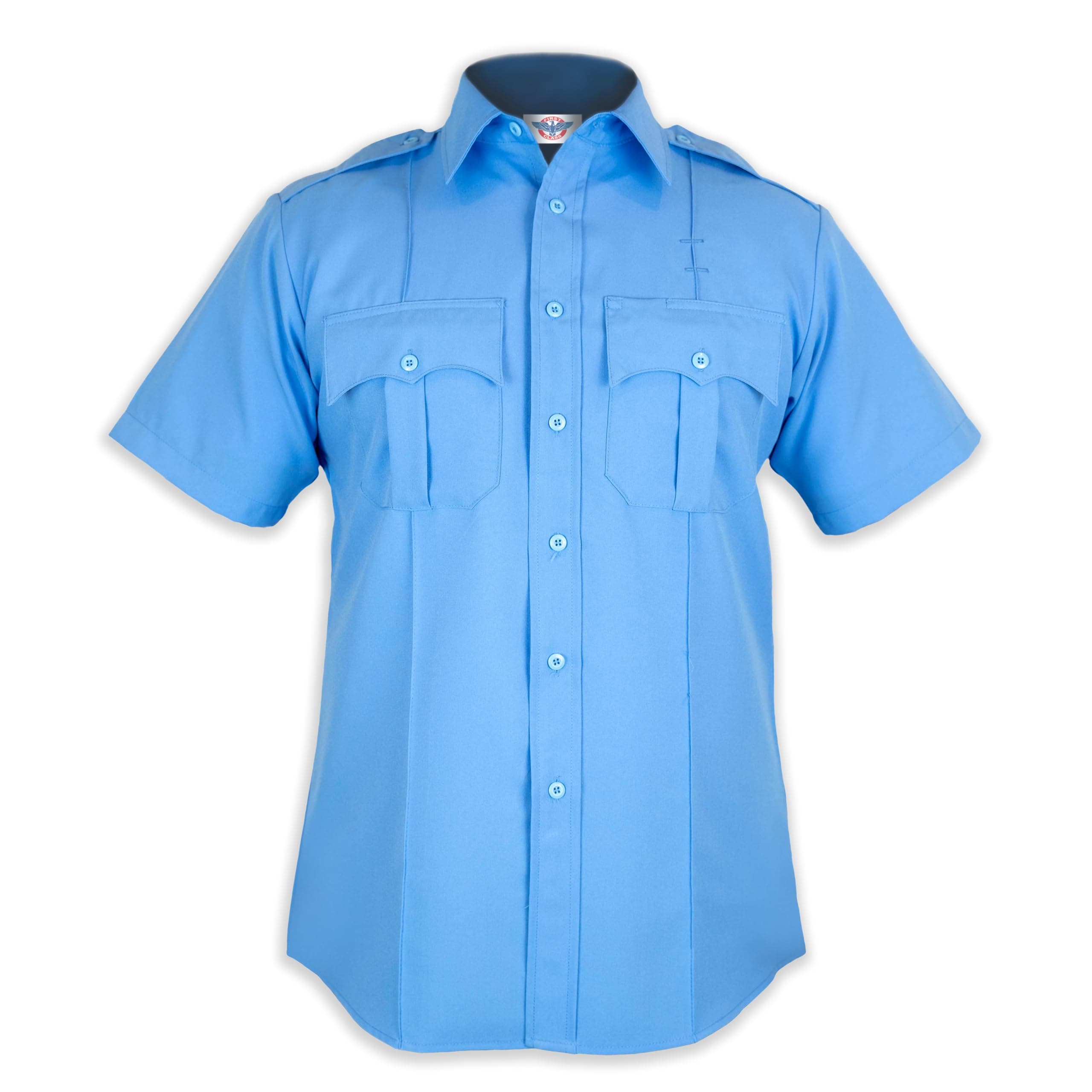 First Class 100% Polyester Short-Sleeve Men's Uniform Shirt Light Blue