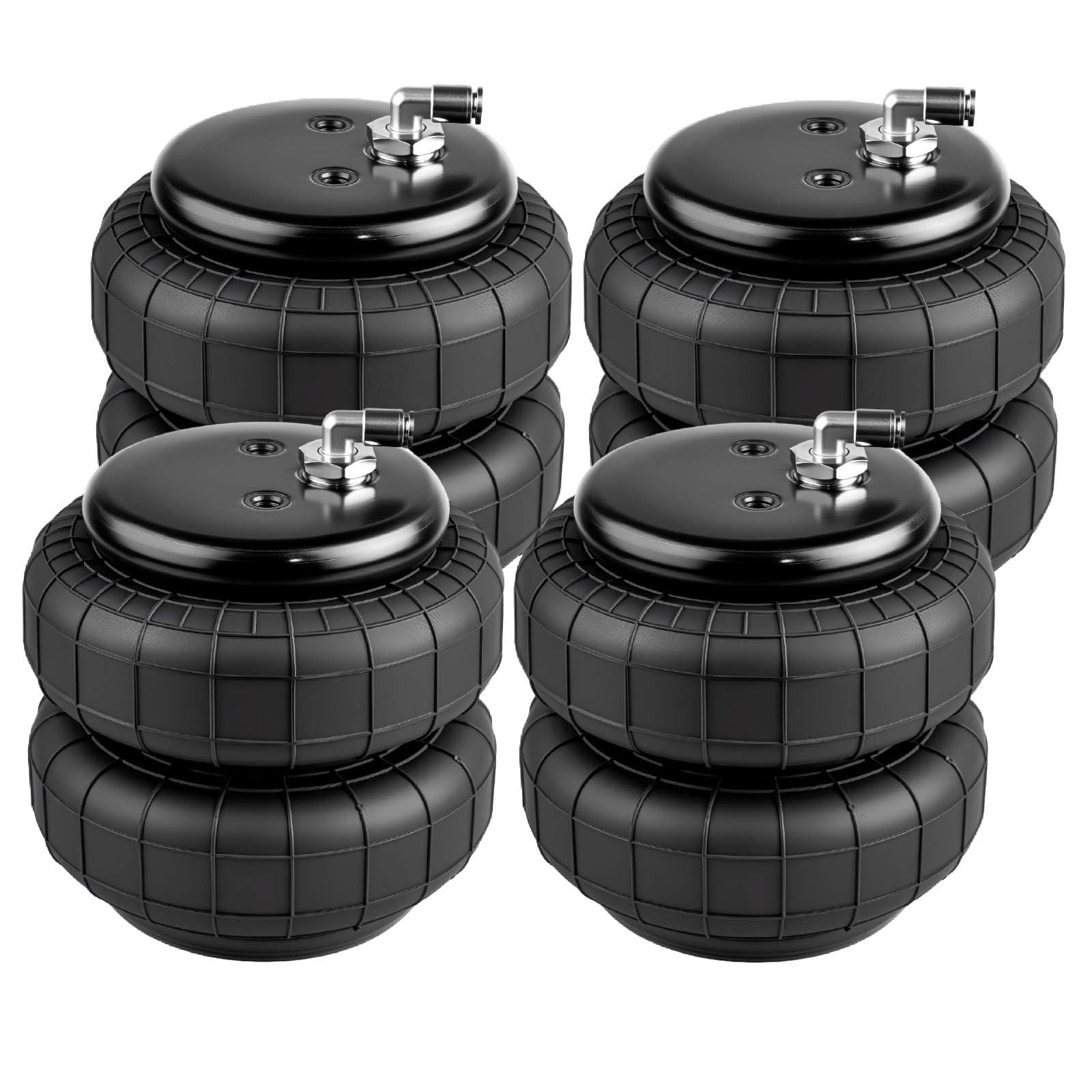 2500 lb Universal Replacement Air Spring Bag 1/2" NPT Air Suspension Spring Double Bellow for Heavy Duty Single Port for Trucks 4PCS