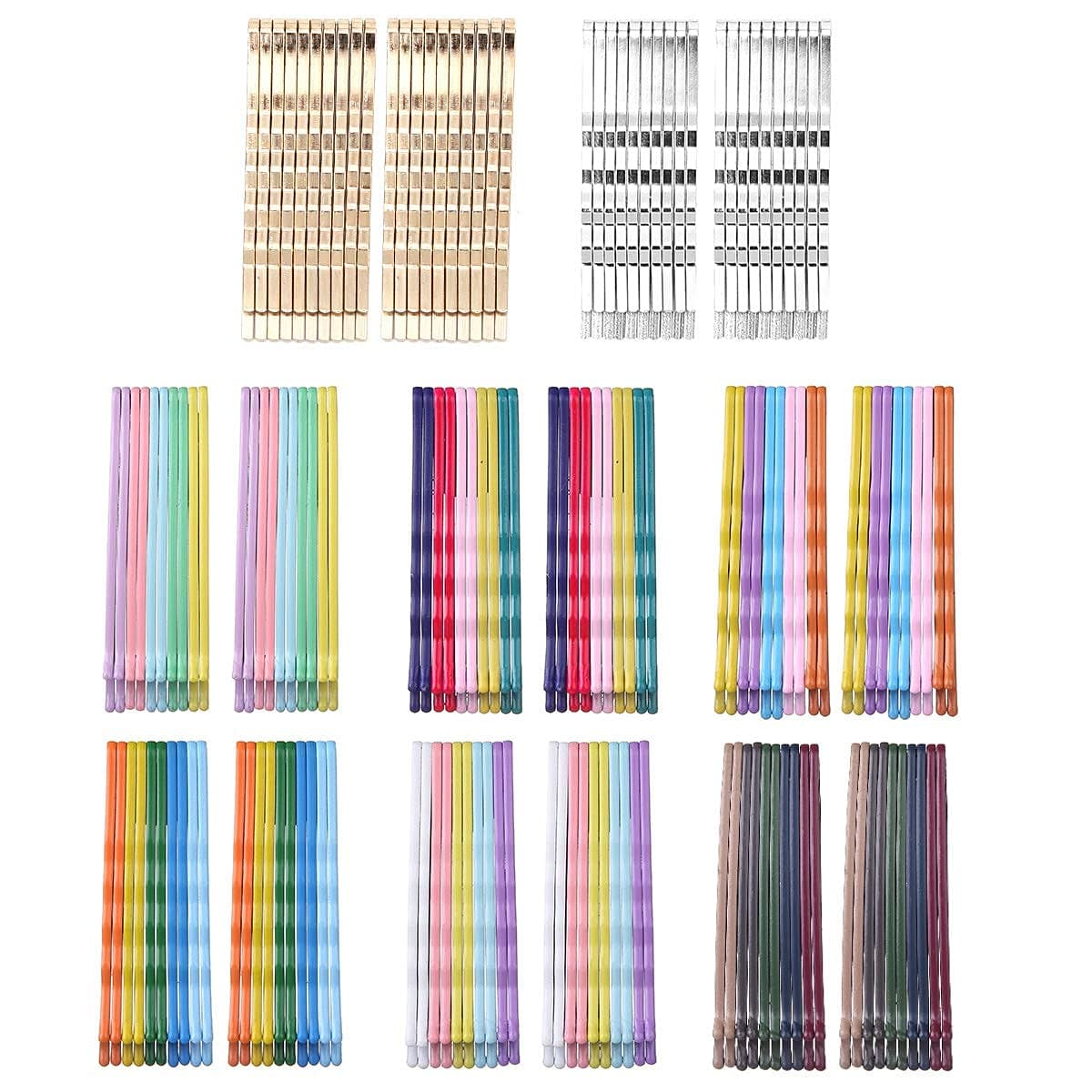 160pcs Multi Colored Bobby Pins 2-2.5 Inches Metallic Barrettes Hair Clips for Women
