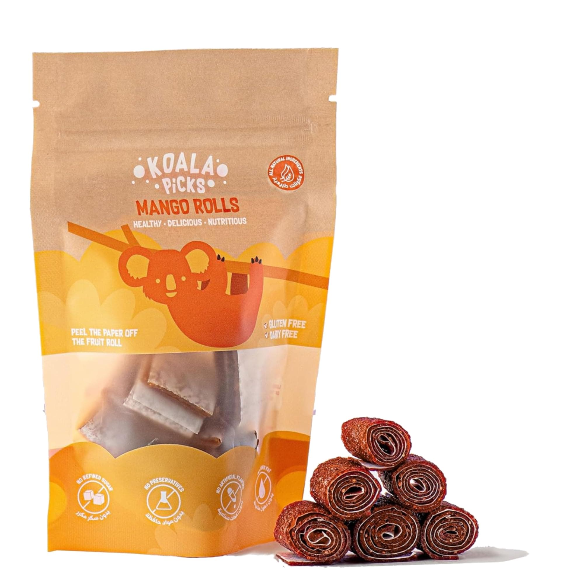 – Koala Picks Fruit Rolls 66g - 12pcs Mango Rolls, Free from Artificial Flavor, Preservatives, Transfat, Gluten, Dairy & Refined Sugar, Healthy Snack for Kids & Adults