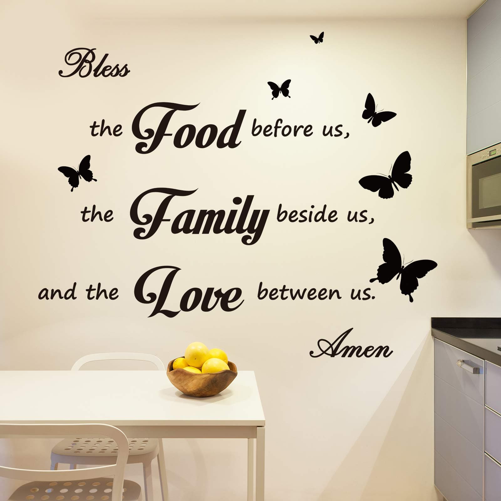Outus Kitchen Wall Decor Kitchen Wall Stickers Dining Room Wall Decor Dinner Prayer Wall Decor Bless The Food Before US Sign Prayer Room Table Decor Family Stickers for Home Wall Decorations(2)