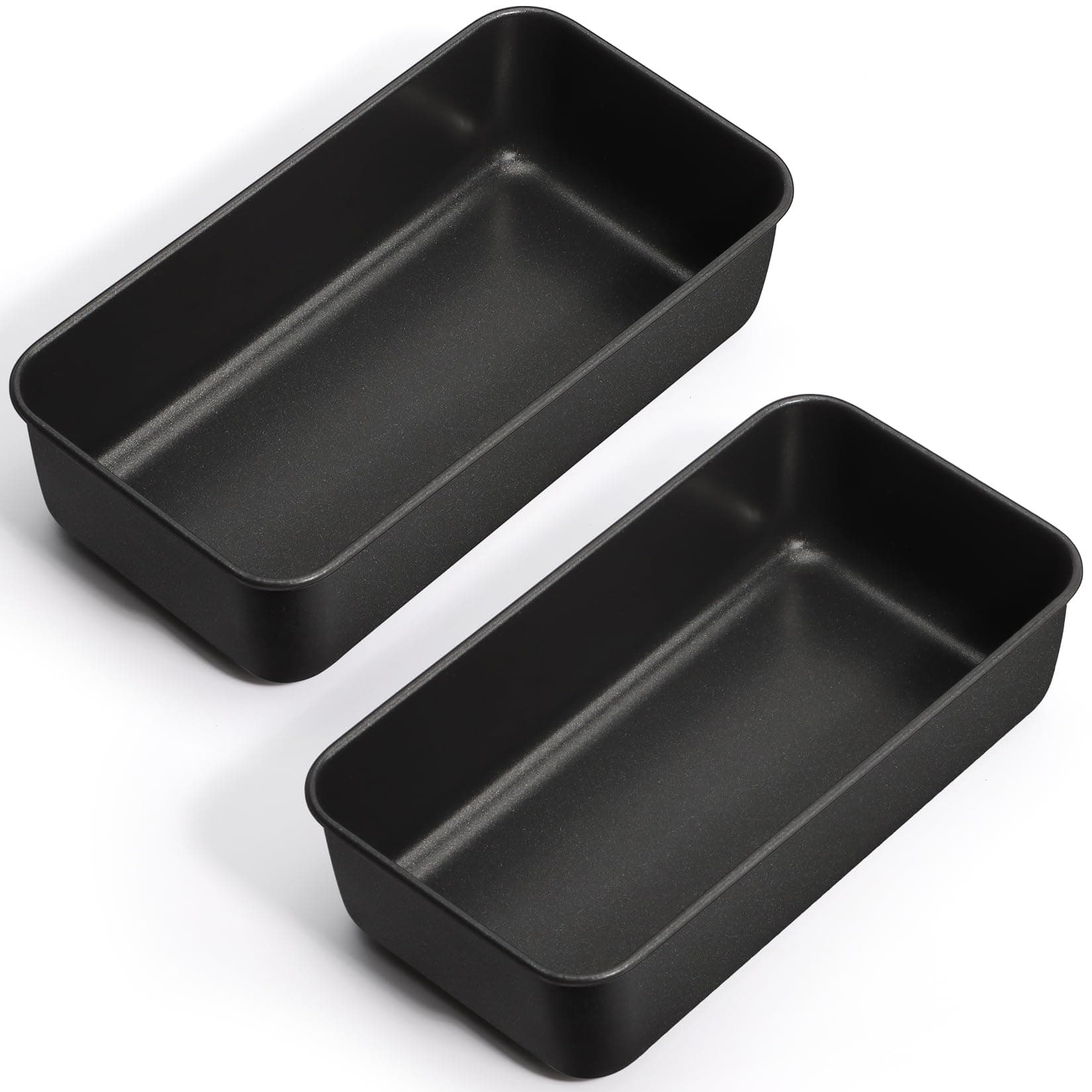 Loaf Pan Set, 9 x 5 Inch Bread Pans, Stainless Steel Loaf Toast Baking Pans For Bread Meatloaf Lasagna Cake, Healthy & Non Toxic, Oven Safe& Easy Clean, (Black, 2Pcs)