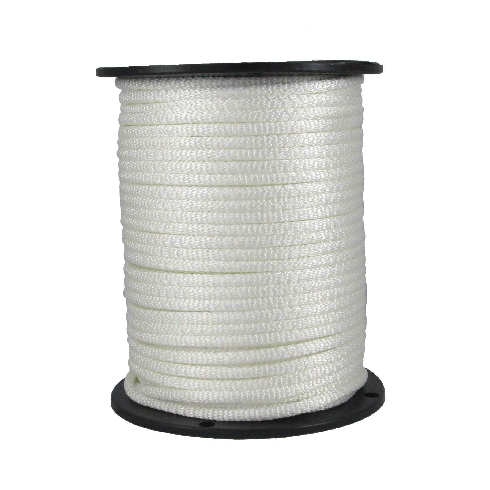 QNR 1/4" White Polyester Rope, Solid Braid Dacron Utility Rope, 500 ft Spool, Low Stretch UV Resistant Industrial Cord
