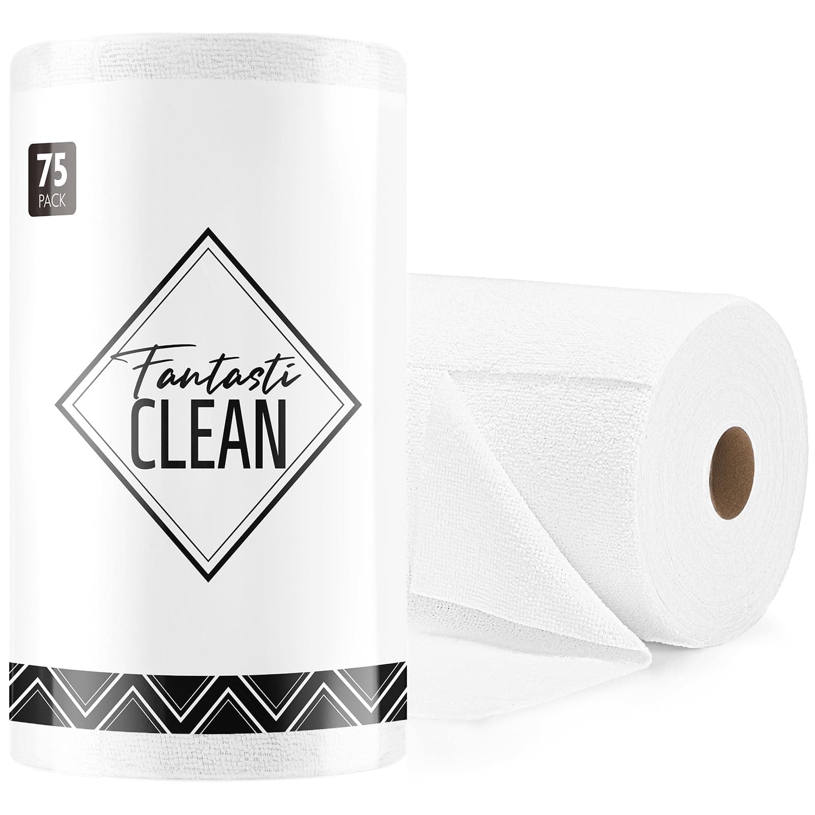 Microfiber Cleaning Cloth Roll -75 Pack, Tear Away Microfiber Towels, 12" x 12", Reusable, Washable, Scratch Free, Ultra Absorbent Dishcloth for All-Around Cleaning Supplies (White)