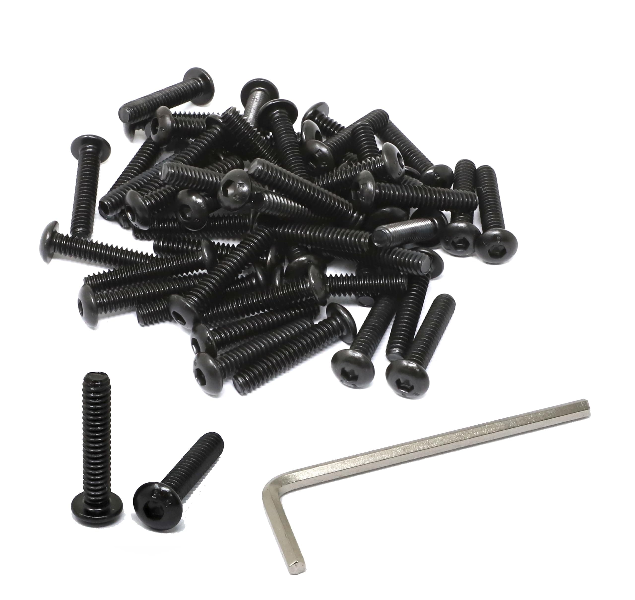 iexcell 50 Pcs SAE #10-24 x 1" UNC Threads Alloy Steel 10.9 Grade Hex Socket Button Head Cap Screws Bolts Kit, Black Oxide Finish