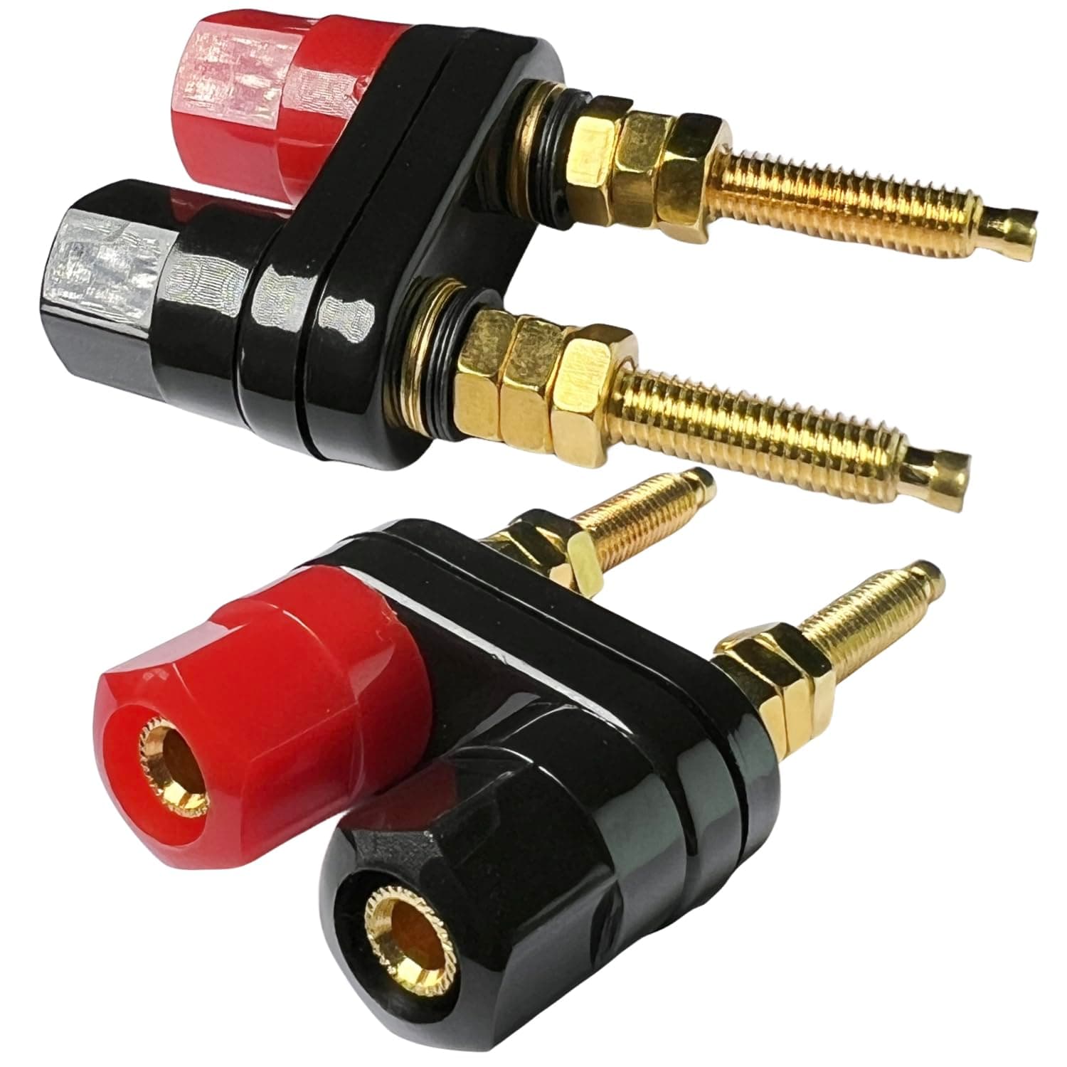 CESS Dual Binding Post Terminal - Amplifier/Speaker/Power Cable Connector - Banana Jack Socket - Length 2.3" (2 Pack)