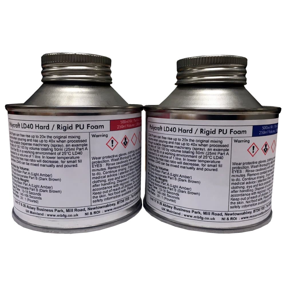 Polycraft LD40 Expanding Polyurethane Foam - Hard/Rigid - 500ml Kit
