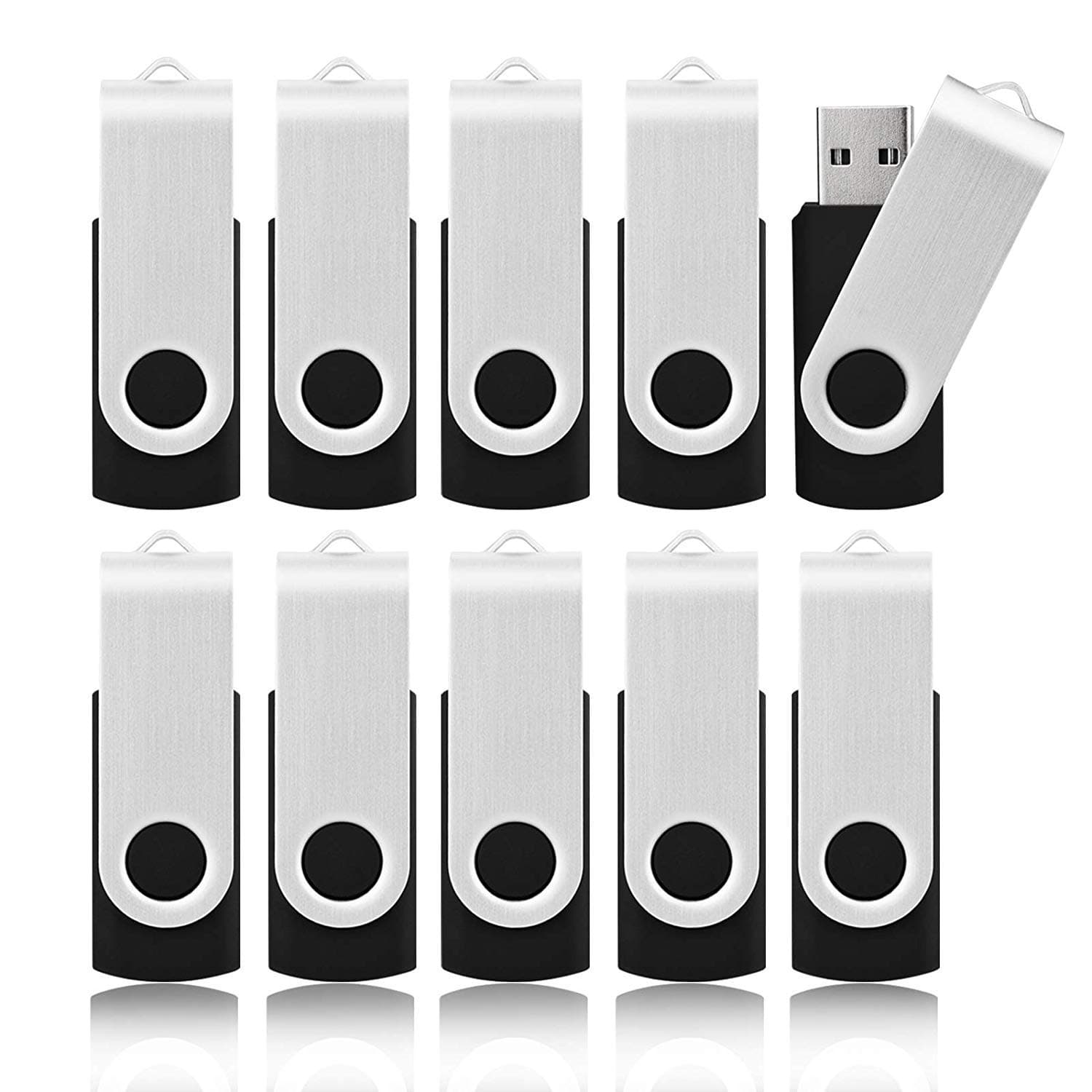 8 GB USB Stick 10Pack, KOOTION Bulk USB Flash Drive Swivel 8 GB Memory Stick Pen Drive Thumb Drive Jump Drive Computer Data Storage (10Pack Black)