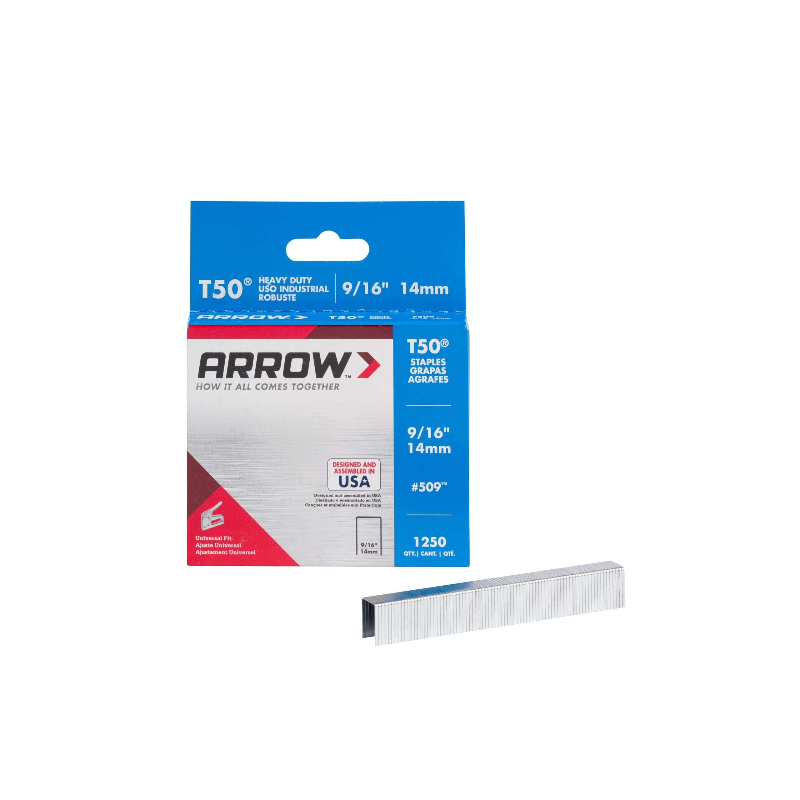 Arrow T50 9/16" Staples, 1250 Count