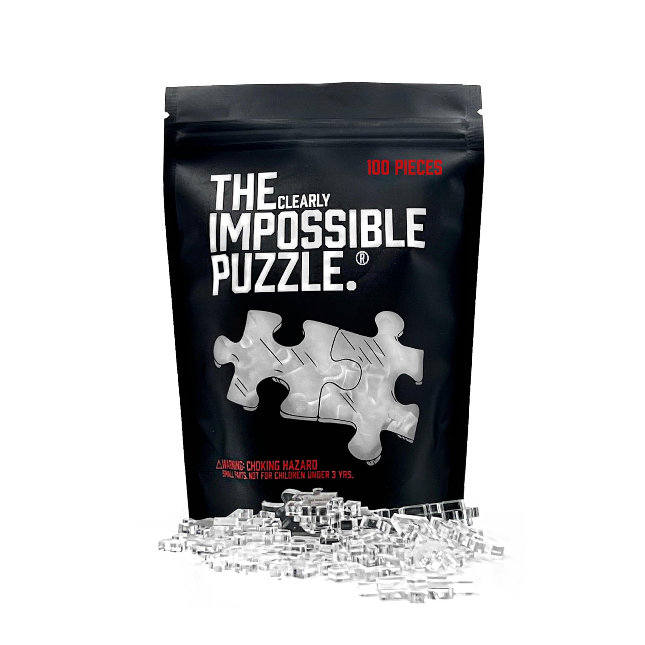 CM Originals The Clearly Impossible Puzzle 100 Pieces - Clear Difficult Jigsaw Puzzle - False Edge Pieces - Clear Hard Puzzle - 100 Piece
