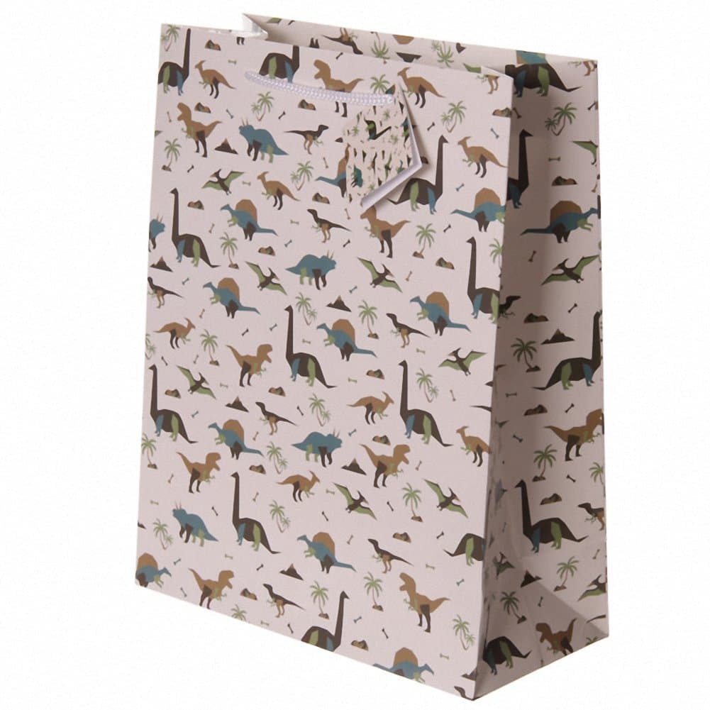 Fun Dinosaur Print Large Glossy Gift Bag