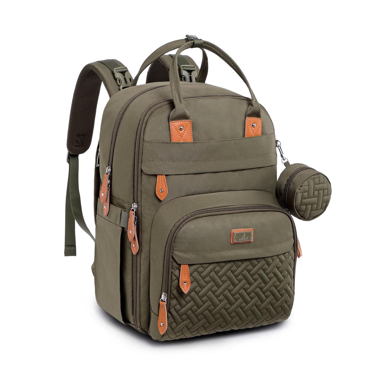 Diaper Bag Backpack - Baby Essentials Travel Tote - Multi Function Water Resistant Diaper Bag, Travel Essentials Baby Bag with Changing Pad, Stroller Straps & Pacifier Case - Army Green