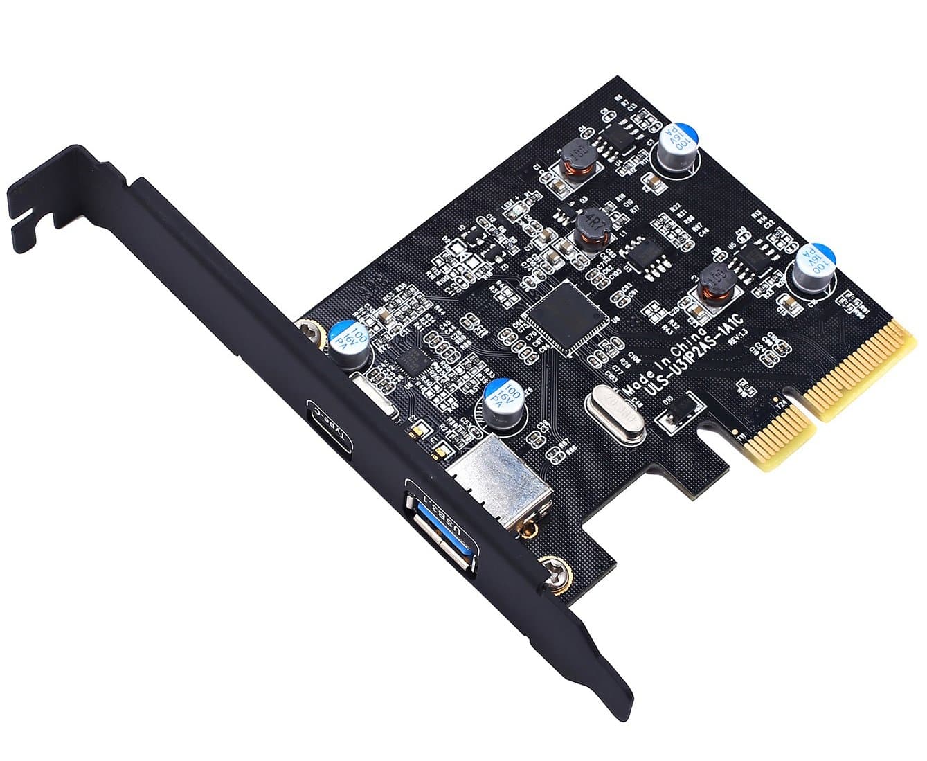 PCI-E PCI Express to USB 3.1 Gen 2 (10 Gbps) Type A+Type C Expansion Card Asmedia Chipset for Windows 7/8/8.1/10/Linux Kernel (Type A+Type C)