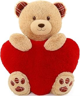 MaoGoLanBig Valentines Teddy Bear Stuffed Animal, Soft and Cuddly Giant Teddy Bear Plush with Big Red Heart,Valentines Gift for Kids,Girlfriend,Boyfriend,Lover,28 inches