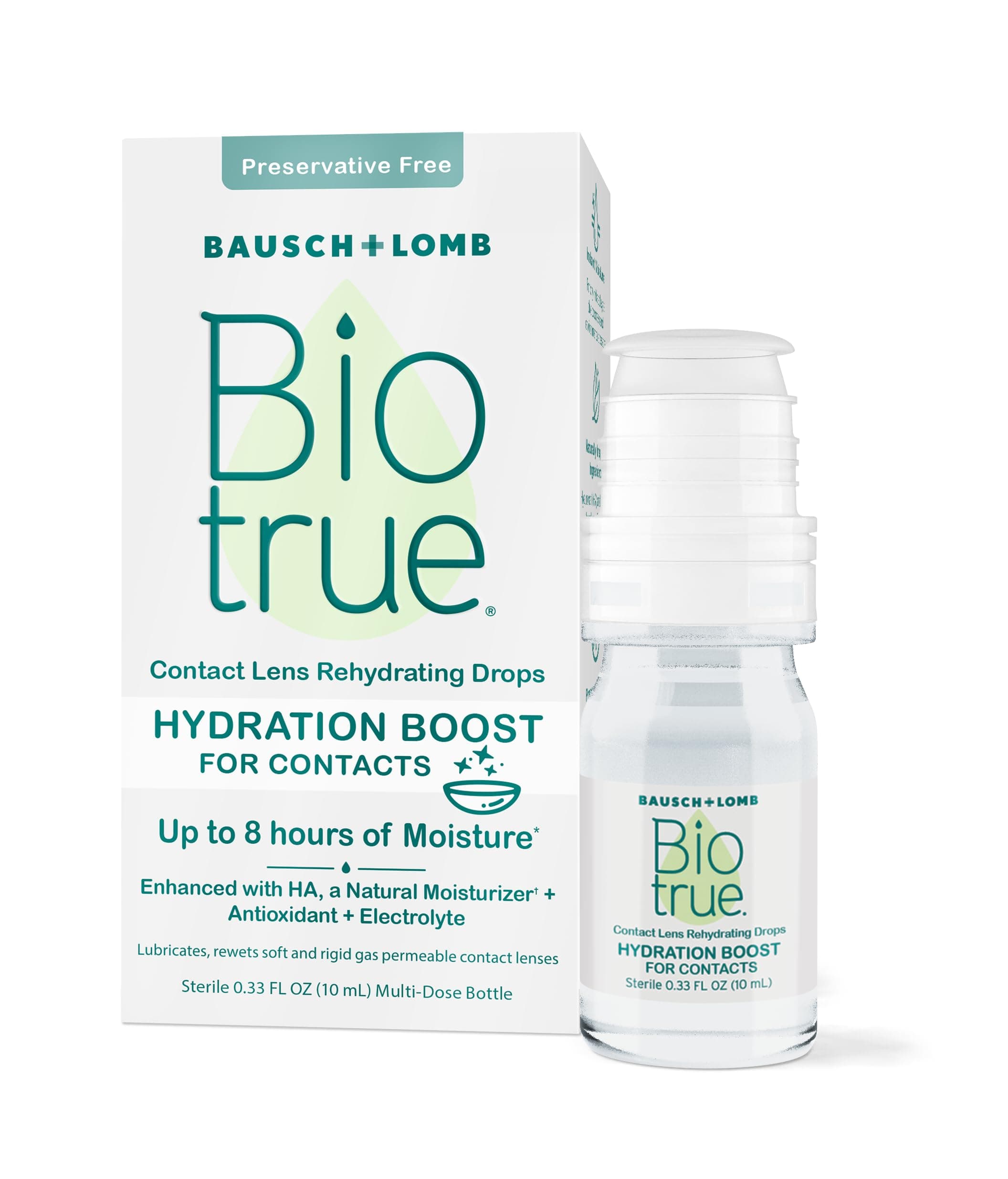Hydration Boost for Contacts, Rehydrating Eye Drops for Dry Eyes, Preservative Free, Refreshes, Lubricates & Moisturizes Lenses, Rewetting Eye Drops, 0.33 FL Oz (Pack of 1)