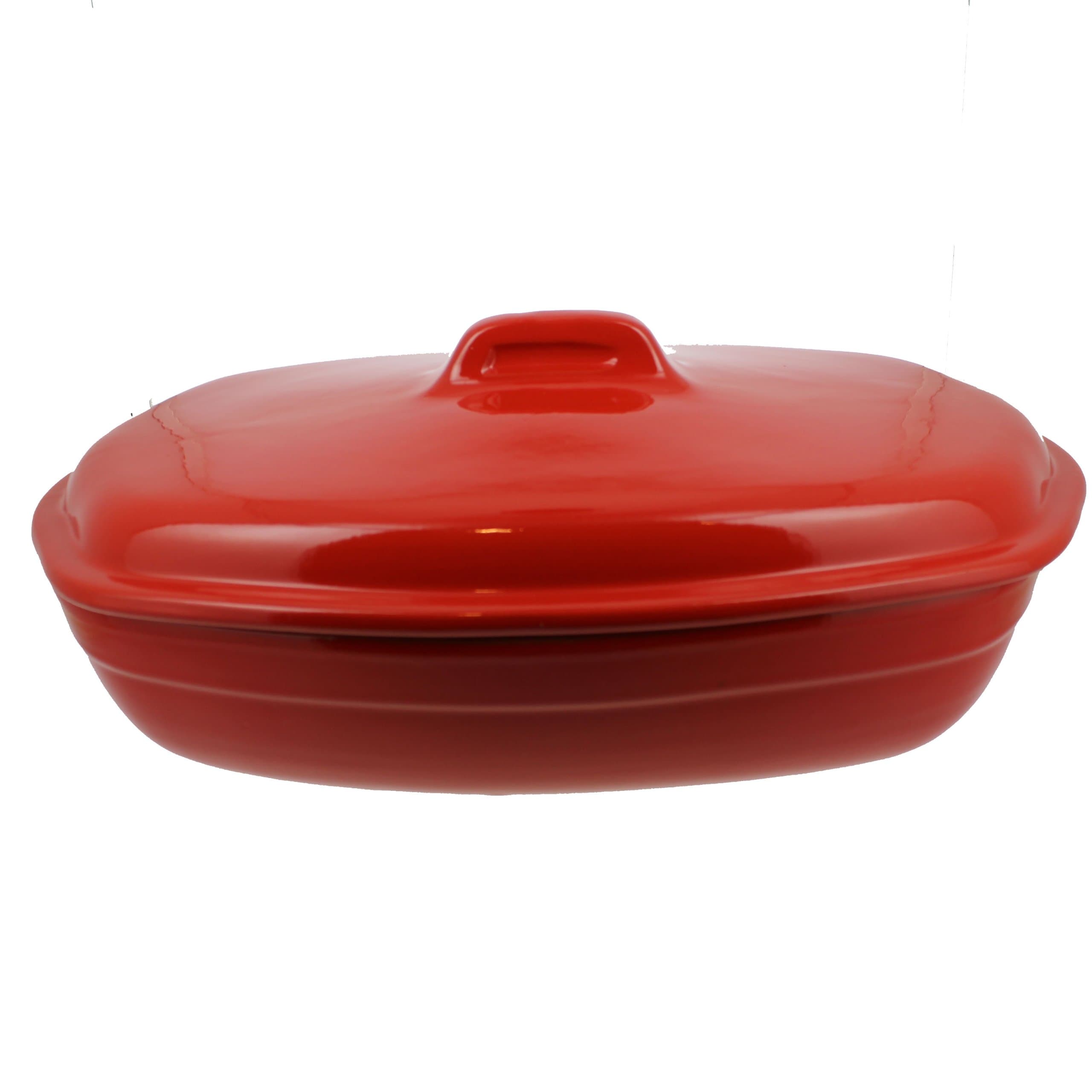 Coli Bakeware CL02-RD-C4 Italian Ceramic Oval Roasting Pot, 3.25-Quart, Red