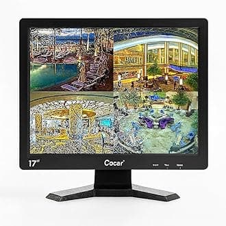 Cocar 17 inch CCTV Security Monitor with BNC VGA HDMI AV Built-in Speaker 4:3 HD Display LCD Screen Display with USB Media Player for Home Surveillance Camera STB PC
