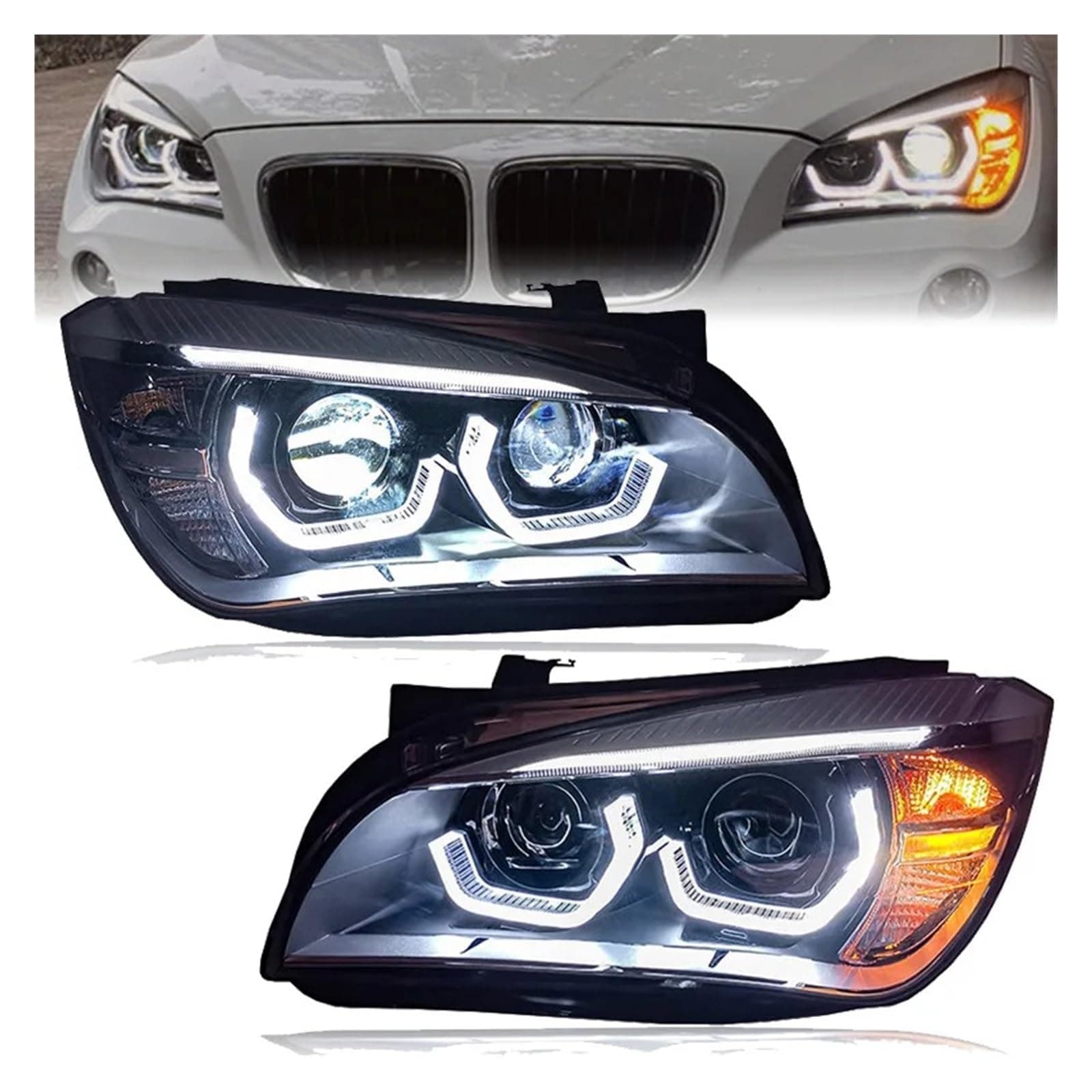 Car Headlight For BMW X1 E84 2011 2012 2013 2014 2015 Car Headlight Modified LED DRL Angel Eye Front Lamp Assembly Auto Headlamp