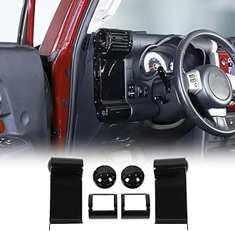 Side Air Vent Frame Fit for Toyota FJ Cruiser 2007-2021, ABS Dashboard Air Vent Outlet Cover, Center Console Air Vent Outlet Cover Trim Frame, 6PCS (Bright Black)