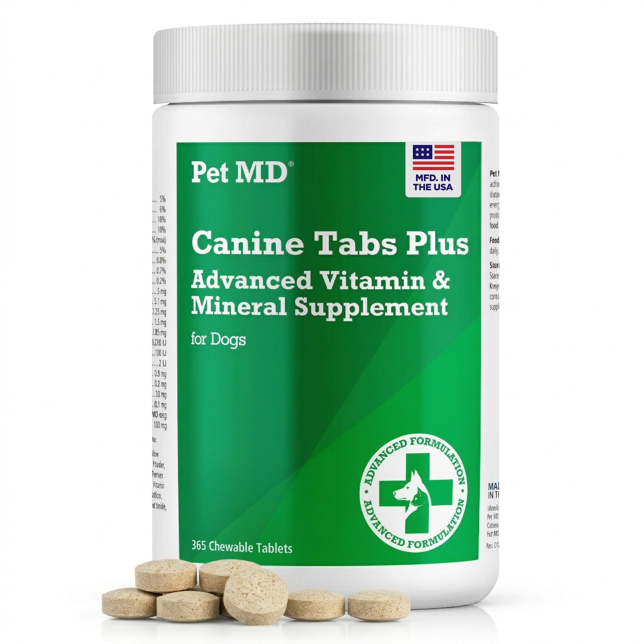 Canine Tabs Plus 365 Count - Advanced Multivitamins for Dogs - Natural Daily Vitamin and Mineral Nutritional Supplement - Liver Flavored Chewable Tablets
