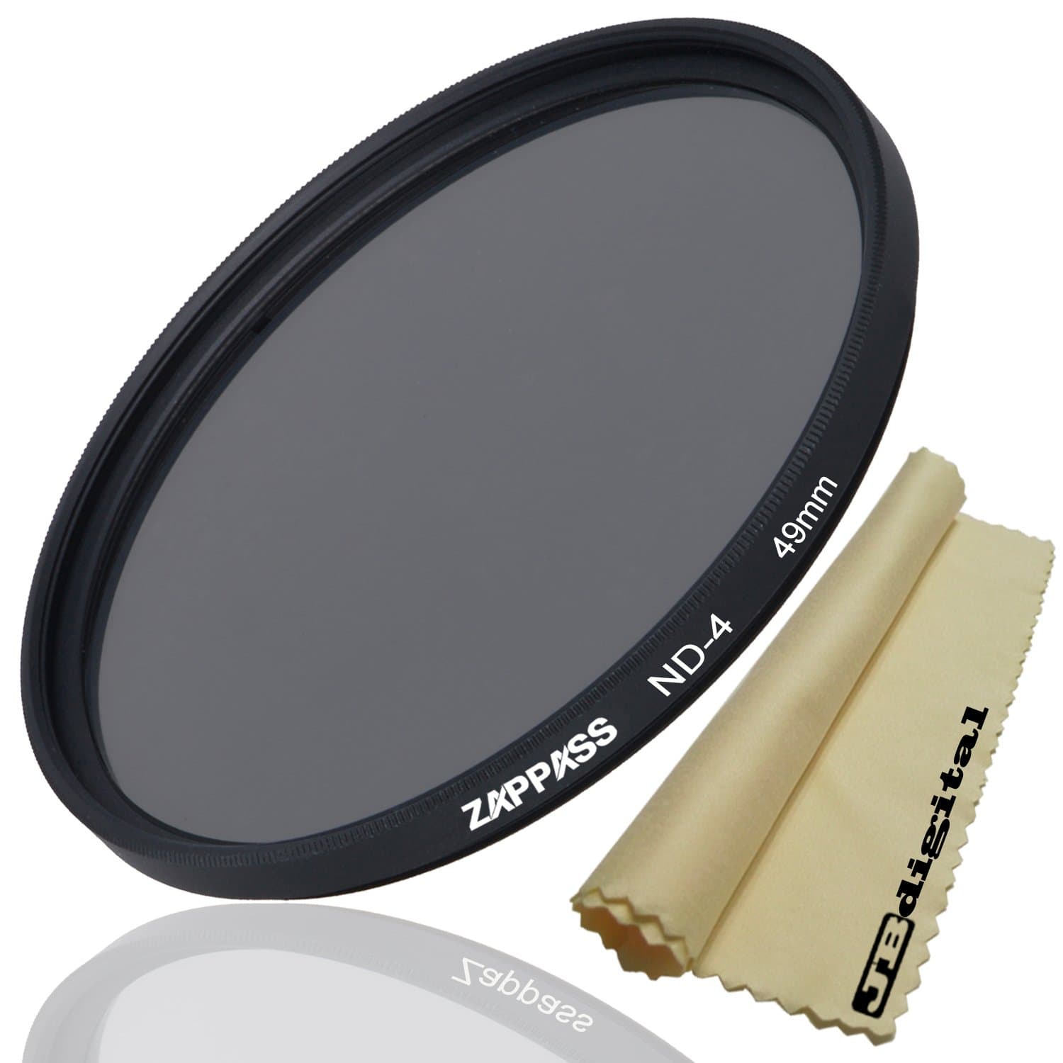 Professional 49mm ND4 Neutral Density Filter + JB Digital Microfiber Lens Cleaning Cloth