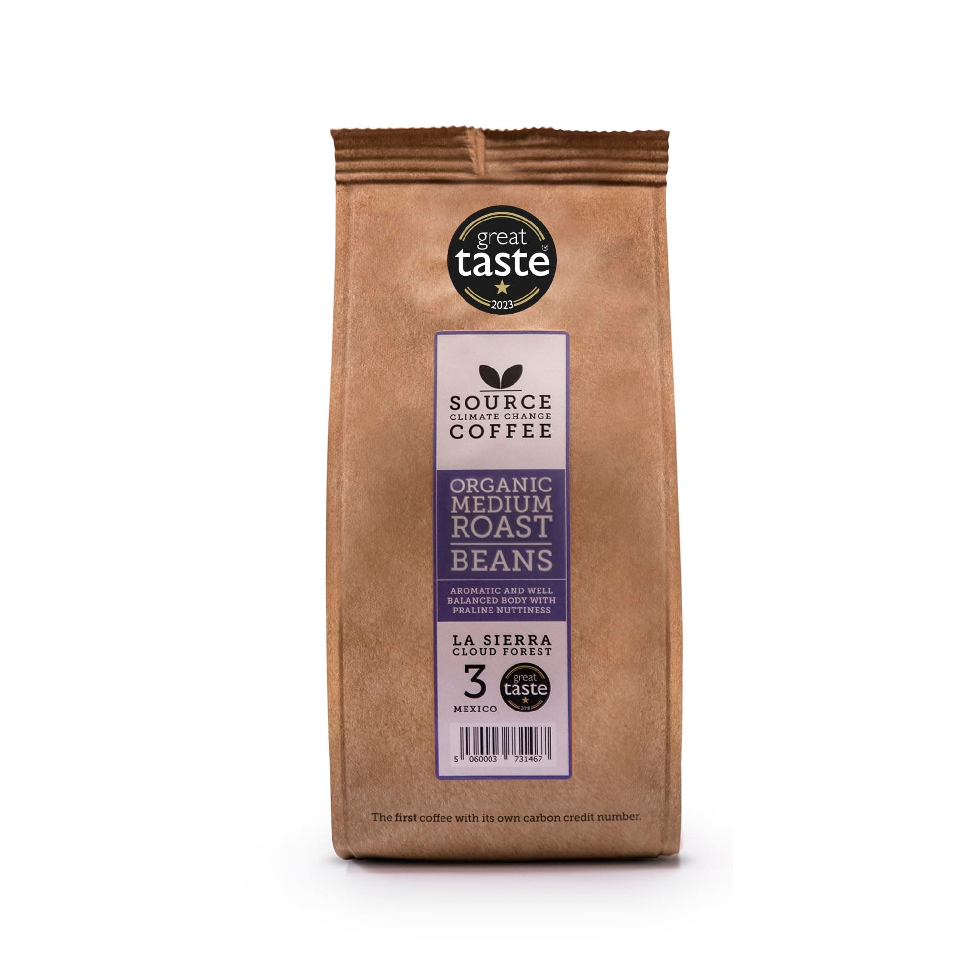 Organic Mexico Coffee Beans– Award Winning Medium Roast by Source Climate Change Coffee – Single Origin 100% Arabica – Smooth Praline Nuttiness, Freshly Roasted 227g bag