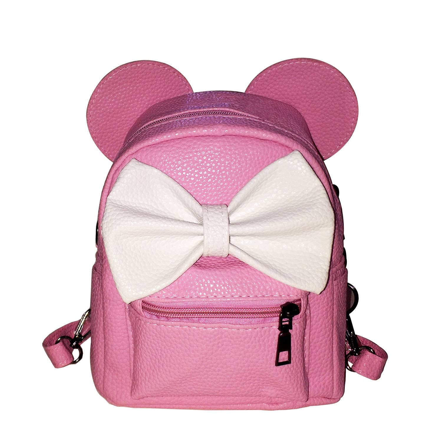 Senggesi Mini Bag Shoulder Pu Cute Bow Ultra-Small Backpack (Pink)