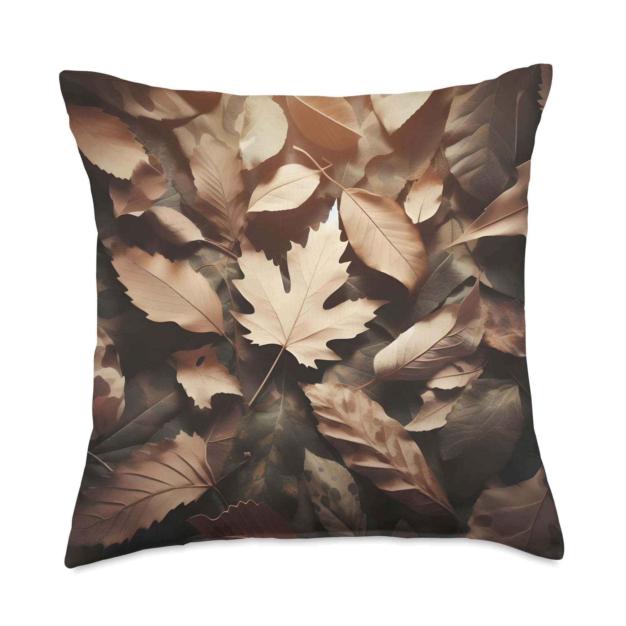 CamoLeaf Light Camouflage Pattern Nature Forest Throw Pillow, 18x18, Multicolor