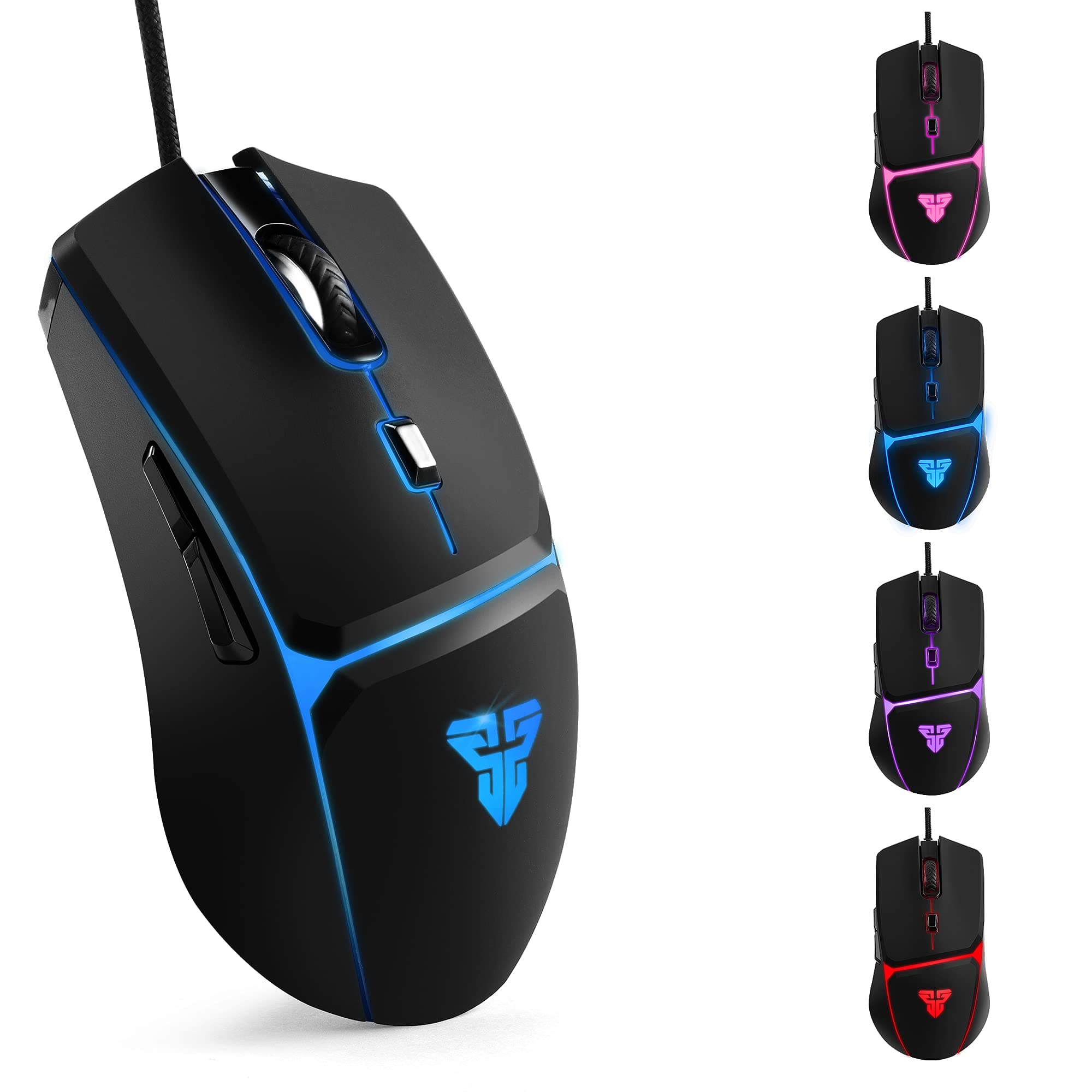 FANTECH Wired Gaming Mouse Lightweight-8000 DPI Optical Computer Mouse,4 RGB Backlit Modes, 6 programmable Buttons,Ergonomic Gamer Laptop PC Mice (Black)