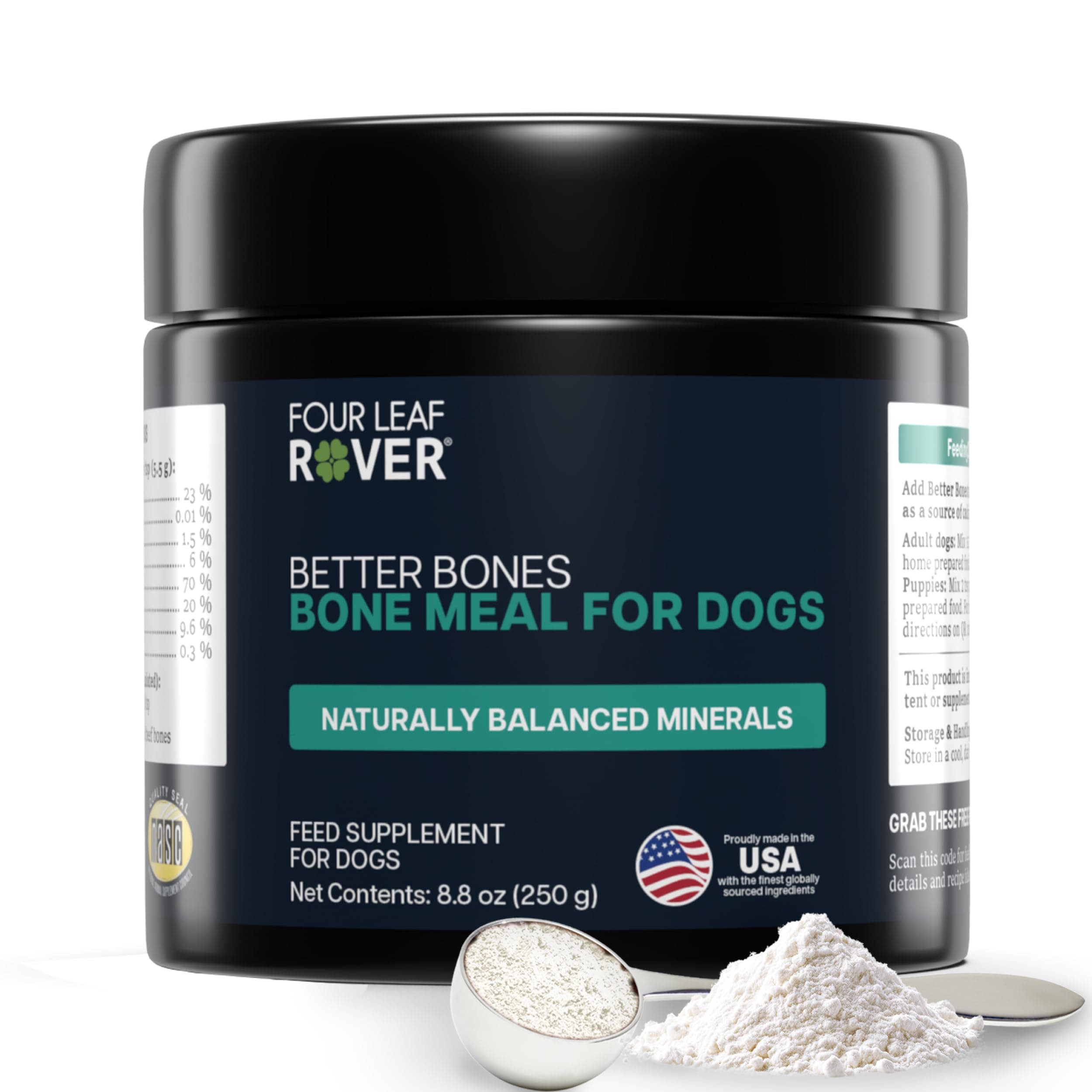 Better Bones Bone Meal for Dogs - Dog Calcium Supplement for Healthy Joints, Teeth, & Bones - from 100% Grass-Fed New Zealand Beef Bone