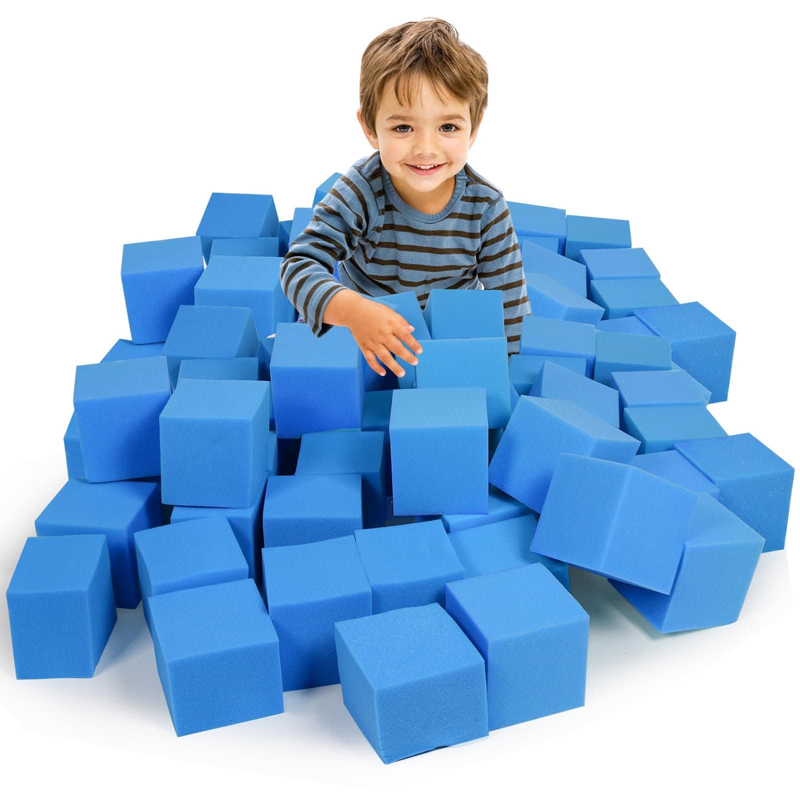 Foam Pit Cubes Blocks - 36PCS Sponge Form Cubes for Foam Ball Pits, Gymnastics, Freerunning and Parkour Courses, Skateboard Parks, BMX, Trampoline Arenas-Dark Blue(5" x 5" x 5")