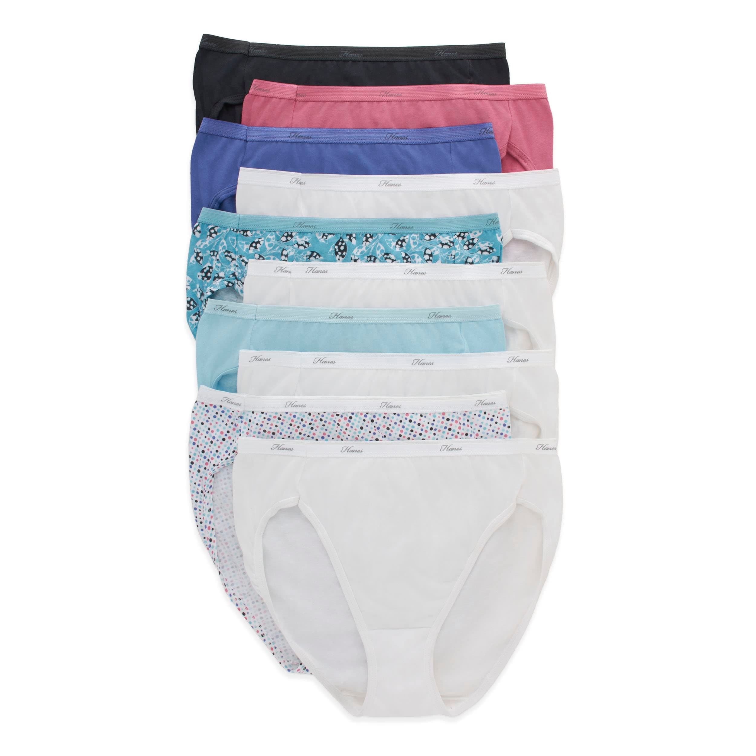 Women's Underwear Pack, 10-Pack, Full-Coverage Cotton Blend Panties, Moisture-Wicking Underwear for Women