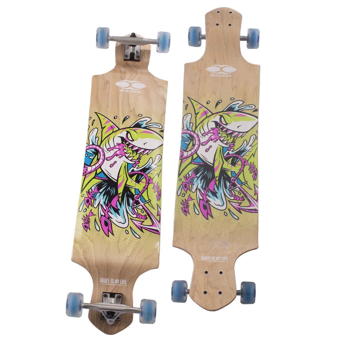 YD-0013 Skateboard 41.75” Drop Deck Complete Longboard, 9 Layer Canadian Maple Wood Skate Board, 41.75 x 10 inches