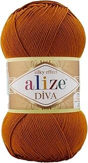 Alize Diva Silk Effect 100% Microfiber Acrylic Yarn 1 Ball skeins 100gr 383yds (234 - Spice)