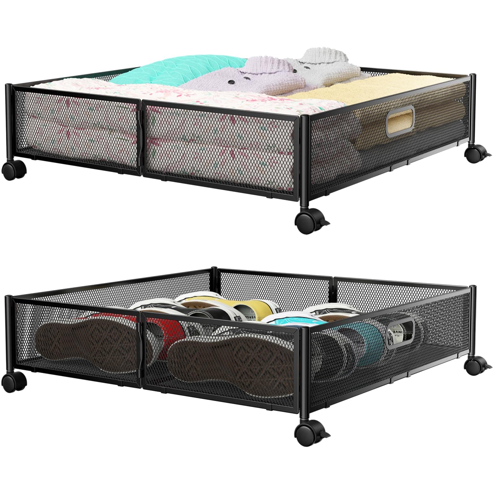 PHINOX Black Under Bed Shoe Storage