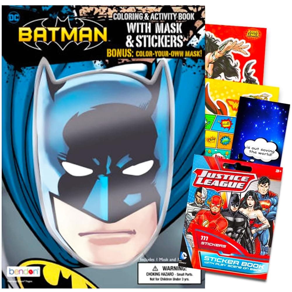 DC StudiosJustice League Batman Coloring Book Bundle with Batman Stickers & Specialty Separately Licensed GWW Reward Sticker