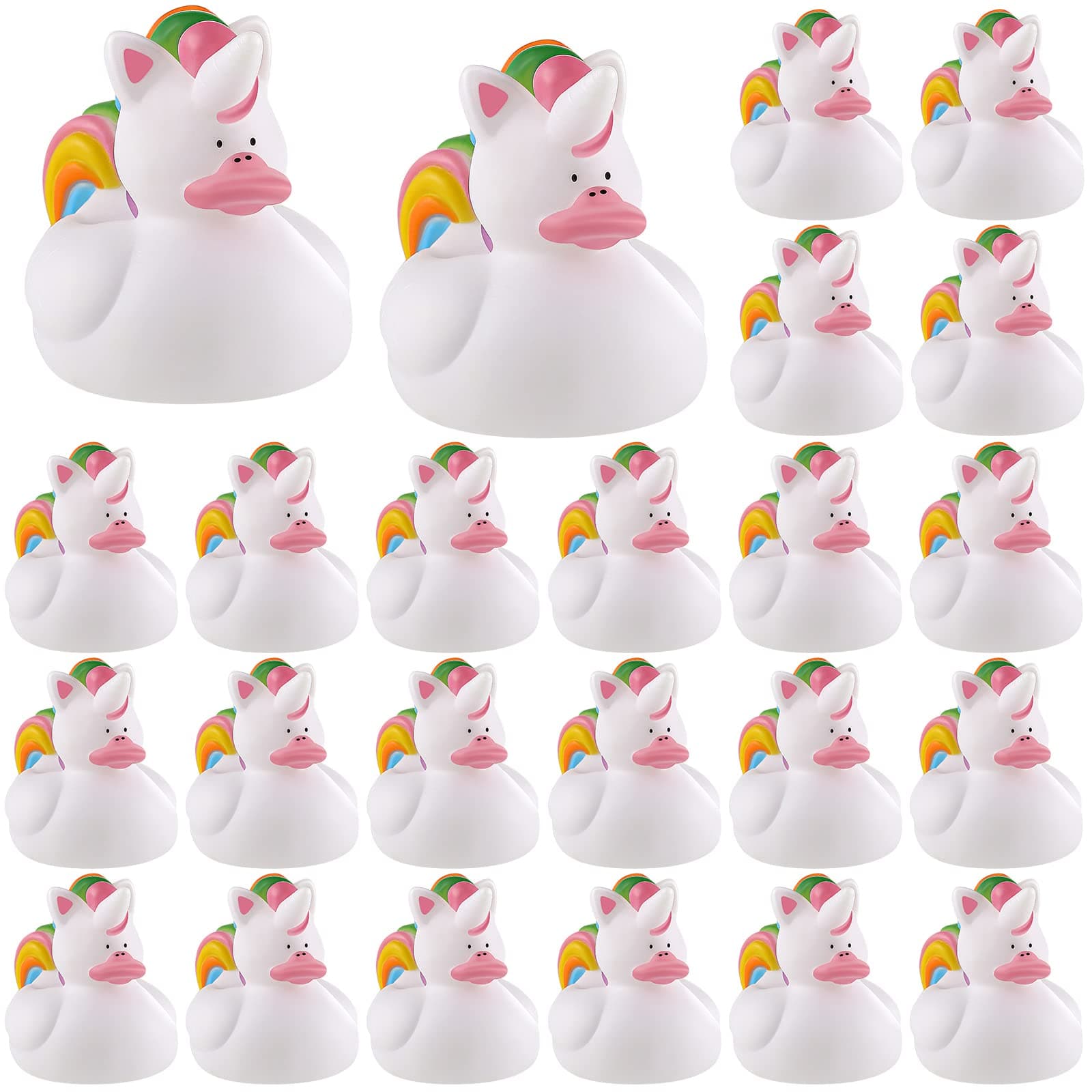 Sotiff 24 Pcs Unicorn Rubber Ducks Mini Rubber Ducks Bulk Small Rainbow Unicorn Duckies Toys for Girls Boys Birthday Pool Party Favors