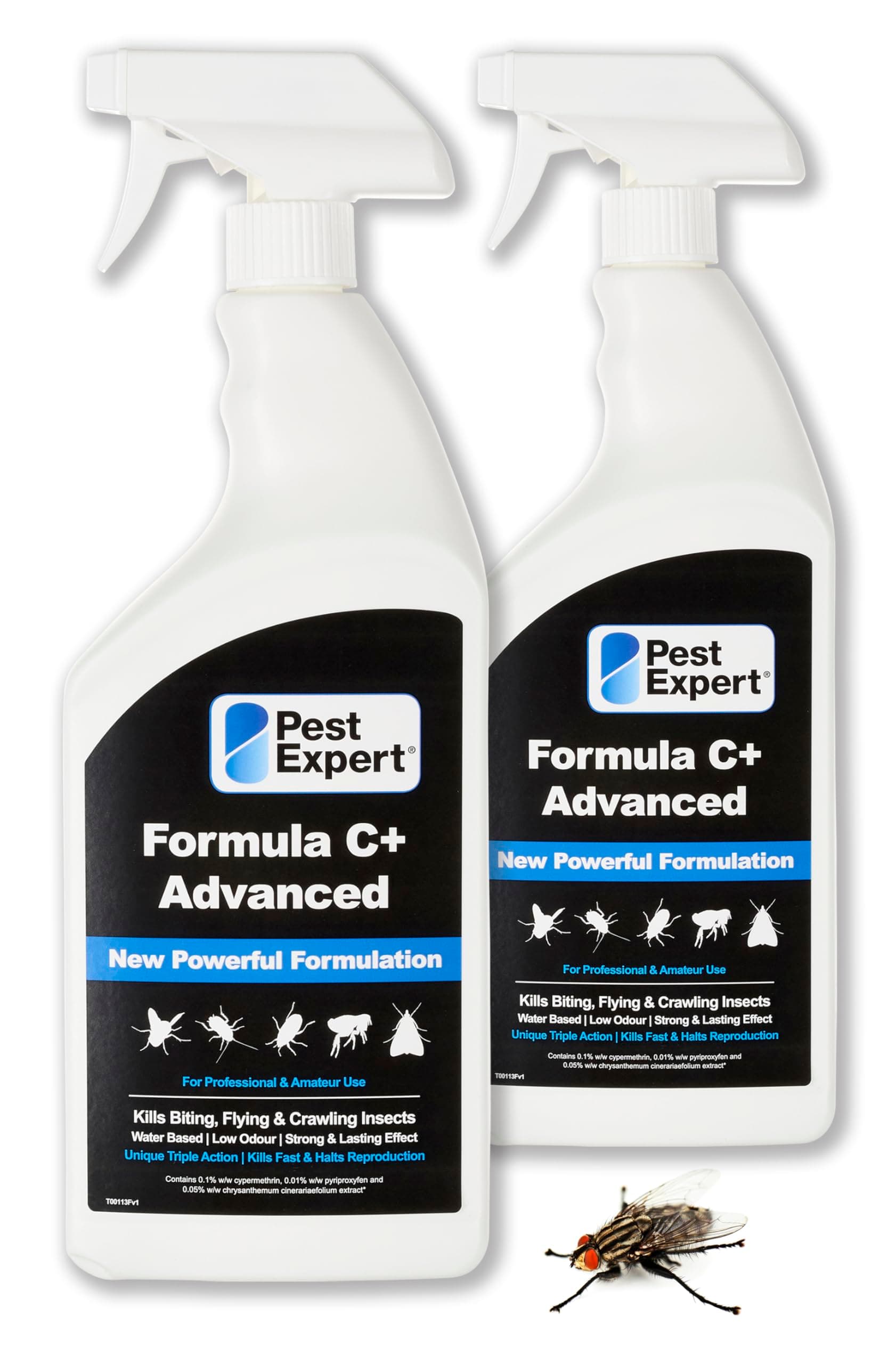 Pest Expert Cluster Fly Killer Spray 2 x 1Ltr - Formula 'C+' Advanced Cluster Fly Spray (UK Government HSE approved and tested – professional strength for amateur use)