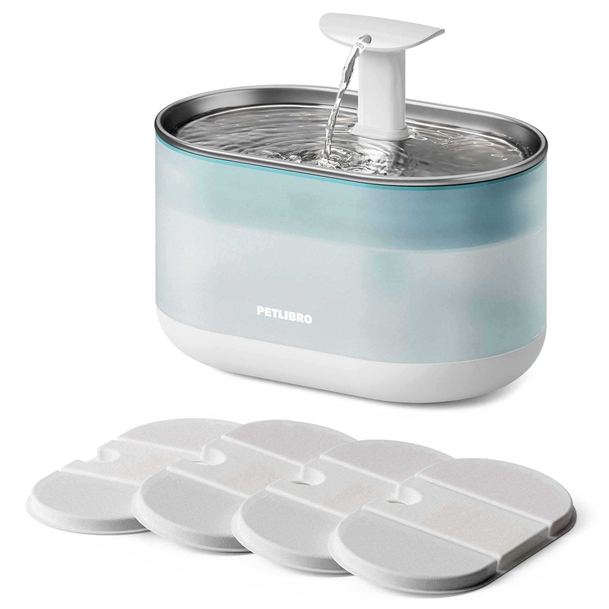 PETLIBRO Cat Fountain, 2.1L Automatic Cat Drinker, Two Flow Modes, BPA Free, Visible Water Level, Includes 4 Filters