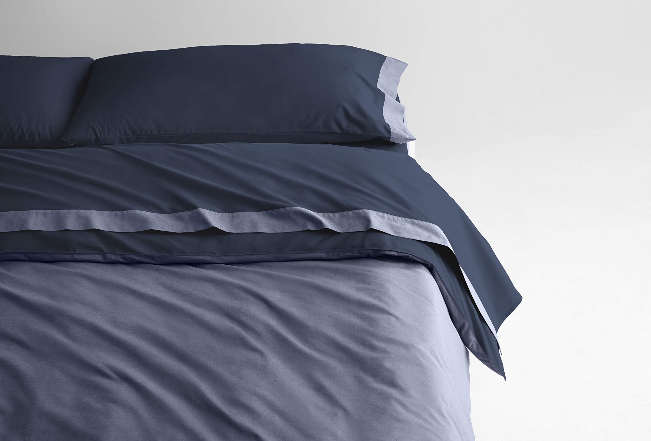Casper Sleep Soft and Durable Supima Cotton Sheet Set, Queen, Navy/Azure