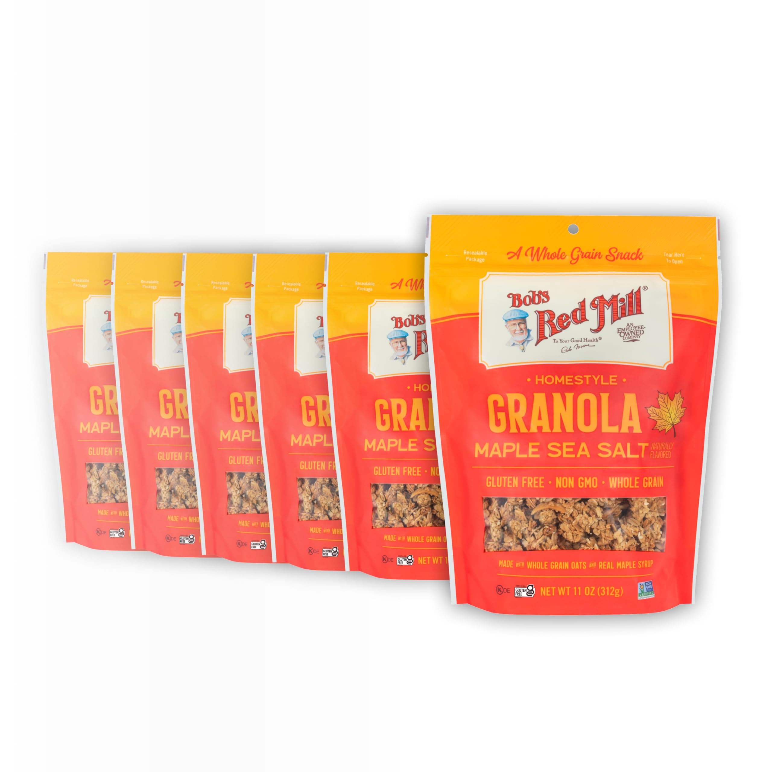 Bob's Red Mill Maple Sea Salt Granola, 11oz (Pack of 6) - Non GMO, Whole Grain, Kosher